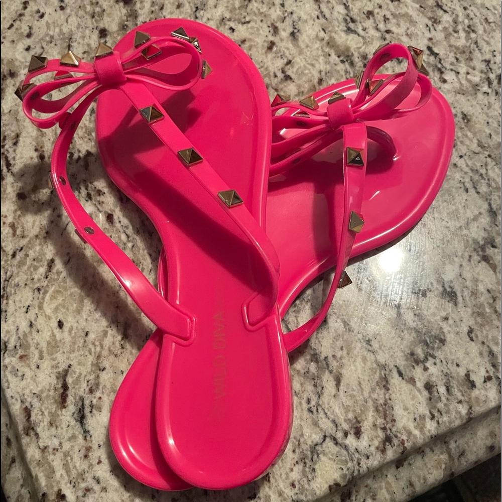 Pink bow jelly sandals